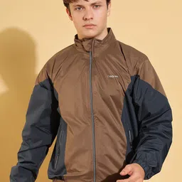 Dollar Men Mock Collar Colourblocked Casual Bomber Jacket-image-36