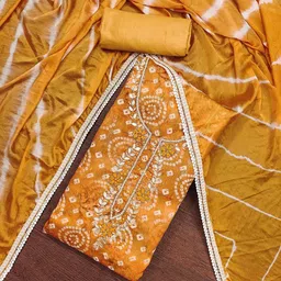 SAINOOR Bandhani Sequinned Printed Semi-Stitched Dress Material-picture-18