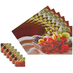 REVEXO 6Pc Red & Green Printed Rectangle Costers & Table Placemats image 4