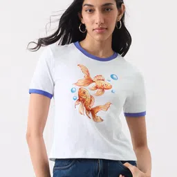 The Souled Store Women Printed Drop-Shoulder Sleeves T-shirt-picture-35
