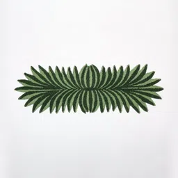 Exotic India Greenery Table Runner With All-0ver Leaf Pattern Beads work-0