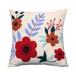 ABSTRACT INDIA Blue & Brown Embroidered Square Cushion Covers-image-63