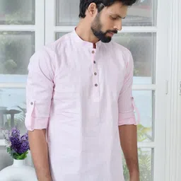 See Designs Pure Cotton Mandarin Collar Thread Work Short Kurta-image-73