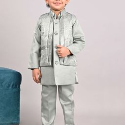 BAESD Boys Embellished Jacquard Indo Western Ethnic Suit Set-image-54
