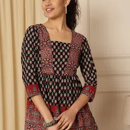 AKIMIA Print Cotton Peplum Top-45