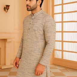JASHNA Men Regular Kurta with Pyjamas image 3