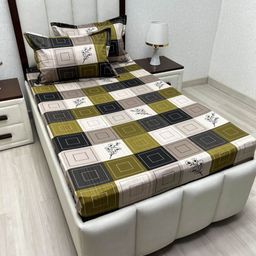 Pure Decor White & Black Geometric Single Bedsheet with 2 Pillow Covers-18
