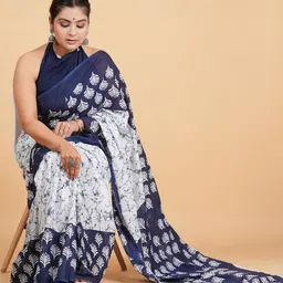 Lovwear Blue Pure Cotton Sarees-picture-9