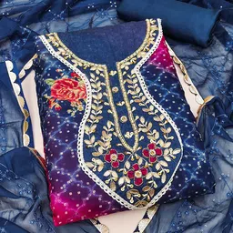 SAINOOR Bandhani Printed Gotta Patti Unstitched Dress Material-image-77