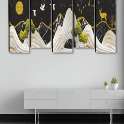 Myntra Elegant Homes White & Green 5 Piece Nature Look Wood Birds and Animals Wall Art-image-101