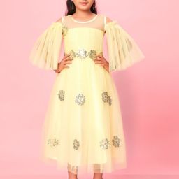 BAESD Flared Sleeve Net Fit & Flare Maxi Dress-picture-24