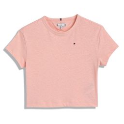 Tommy Hilfiger Girls Solid Round Neck Linen Relaxed Fit T-shirt-picture-25