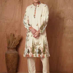 TRYBUY.IN Men Ethnic Motifs Printed Chikankari Indie Prints Kurta-45