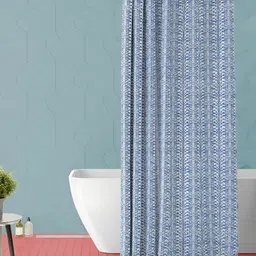 ArtzFolio Blue and White Printed Waterproof Shower Curtain-image-96