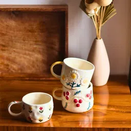 WEAVING HOMES White & Red Printed Ceramic Glossy Cups Set of Cups and Mugs image 3