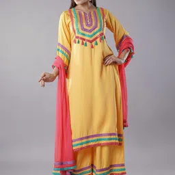 Utsav Fashion Women Embroidered Regular Mirror Work Kurta with Palazzos & With Dupatta-picture-15