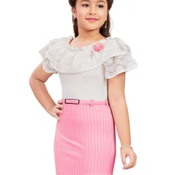 Lei-Chie Striped Flutter Sleeve Applique Bodycon Midi Dress image 4