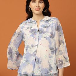 FFU Women Floral Printed V-Neck Top-image-41