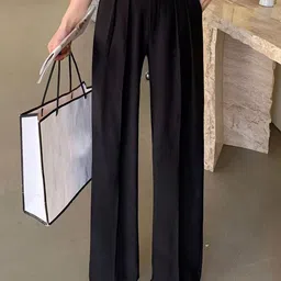 all about you Women Pleated Straight Fit Wide Leg Trousers-image-40
