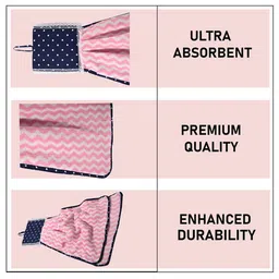 Kuber Industries Pink 6 Pcs Printed Microfiber Wash Basin Napkin Towel With Hanging Loops image 3