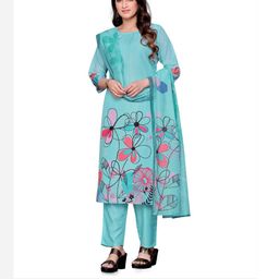 PARVOTSAV Blue Cotton Blend Kurta Sets-image-22
