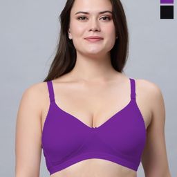 Eden Women Pack Of 2 Full Coverage Non Padded Non-Wired Cotton T-shirt Bra-picture-19