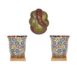 Somil Indore Mosaic Decorative Lamp Combo of Matching Wall Lamp & Blessing God Ganesh Wall Lamp, Multi Compatible with LED, Size: 14 X 14 X 22 Cm, Pack of 3.-image-22