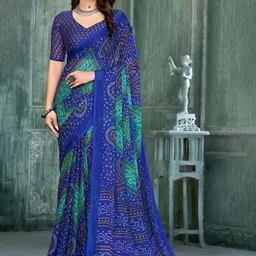 THE FASHION ATTIRE Multicolor TIARAA Geometric Print Bandhani Chiffon Saree-picture-23