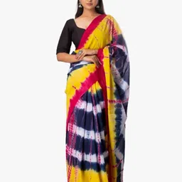 KIAARON Tie and Dye Jaipuri Mulmul Pure Cotton Saree-2
