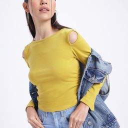 glitchez Fancy Cut-Outs Ruched Detail Crop Fitted Top-image-19