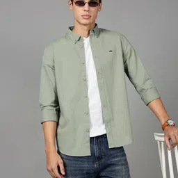British Club Men Smart Slim Fit Solid Button-Down Collar Cotton Casual Shirt-picture-9
