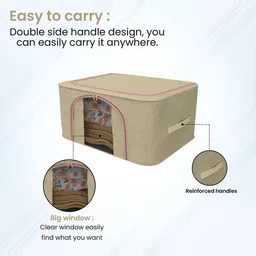 Kuber Industries Beige 5 Pieces Reusable Foldable Drawer Organisers With Handles 66Ltr image 3