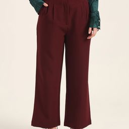 AMSWAN Women Relaxed Straight Fit High-Rise Pleated Trousers-image-71