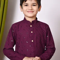Cae Boys Embroidered Regular Sequinned Kurta with Pyjamas image 5