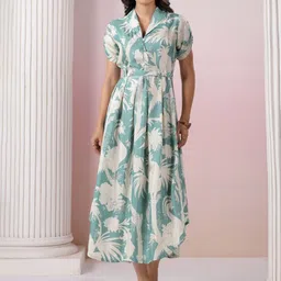 Kaftanize Women Floral Print Fit & Flare Midi Dress-37