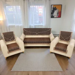 MORADO Coffee Brown & Cream-Coloured Printed Other Sofa Cover-picture-11