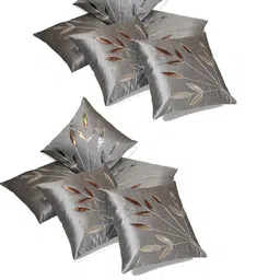 India Furnish Silver Floral Silk Square Cushion Cover-picture-36