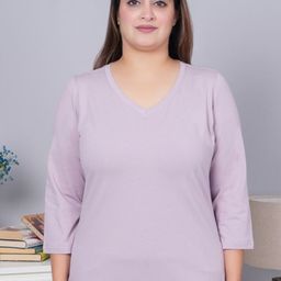 Mlada Women Solid V-Neck Cotton T-shirt-image-12