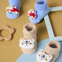 KICKS & CRAWL Infants Pack Of 2 Printed Ankle-Length Socks-18