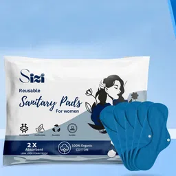 Sizi Super Absorbent Washable & Reusable Eco-Friendly Cotton Sanitary Pads - XL- 5 Pads-image-2