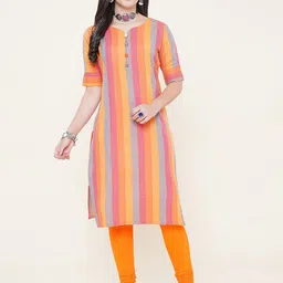 Anushil Striped Sweetheart Neck Straight Kurta-picture-23