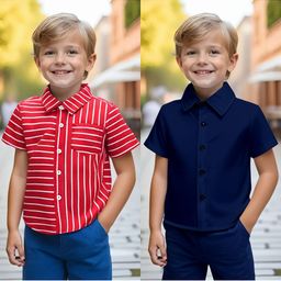 BAESD Boys Pack Of 2 Classic Fit Striped Shirts-image-53
