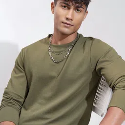 HIGHLANDER Men Self Design Round Neck Oversized T-shirt-image-18
