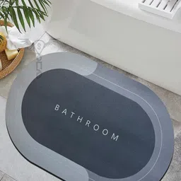 Sittella Grey & White Colourblocked Anti-Skid & Water Absorbent Rubber Bath Rugs-picture-1
