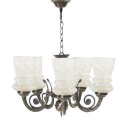 Somil Antique 5-Light Chandelier with Glass Shades, White Lighting Effect, Metal Fitting. LED Compatible. Dia: 42 X 42 X 100 Cm.-image-28