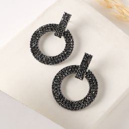 DressBerry Silver-Plated Artificial Stone Studded Contemporary Hoops Earrings-image-99