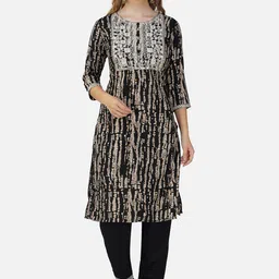 Charitra Women Floral Printed Regular Thread Work Kurta with Trousers-image-65