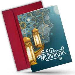Eid Mubarak A5 Size 5.8x8.3 inch for Festive Wishes Envelope & Greeting Card-44