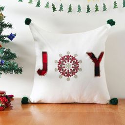 Ratan Cart White & Red Embroidered Square Cushion Covers-5
