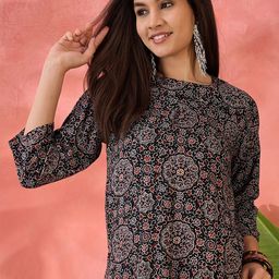 Sangria Printed Round Neck Top-image-76